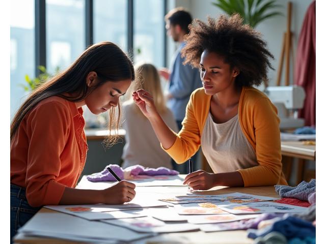 Studenter fra Kunsthøgskolen i Bergen som skisserer design.