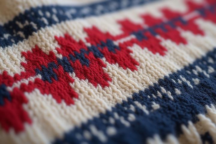 Gammel, detaljert norsk strikkeprøve med historiske mønstre