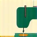 Illustrasjon av en symaskin som syr linjer som former et blad, symboliserer design og bærekraft